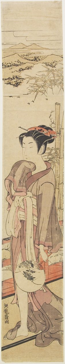 （女孩在阳台上冷却），c。 1772年至1781年 作者 oda田K