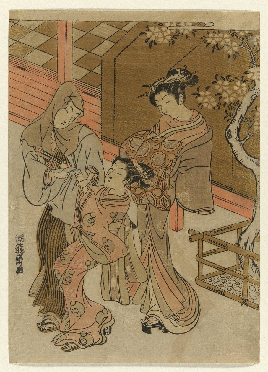 歌妓观看随从扣押蒙面男子 作者 oda田K