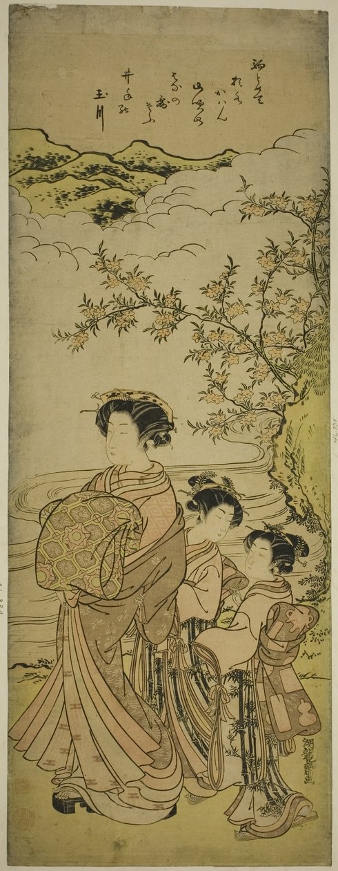 歌妓和两名随从在溪边巡游 作者 oda田K