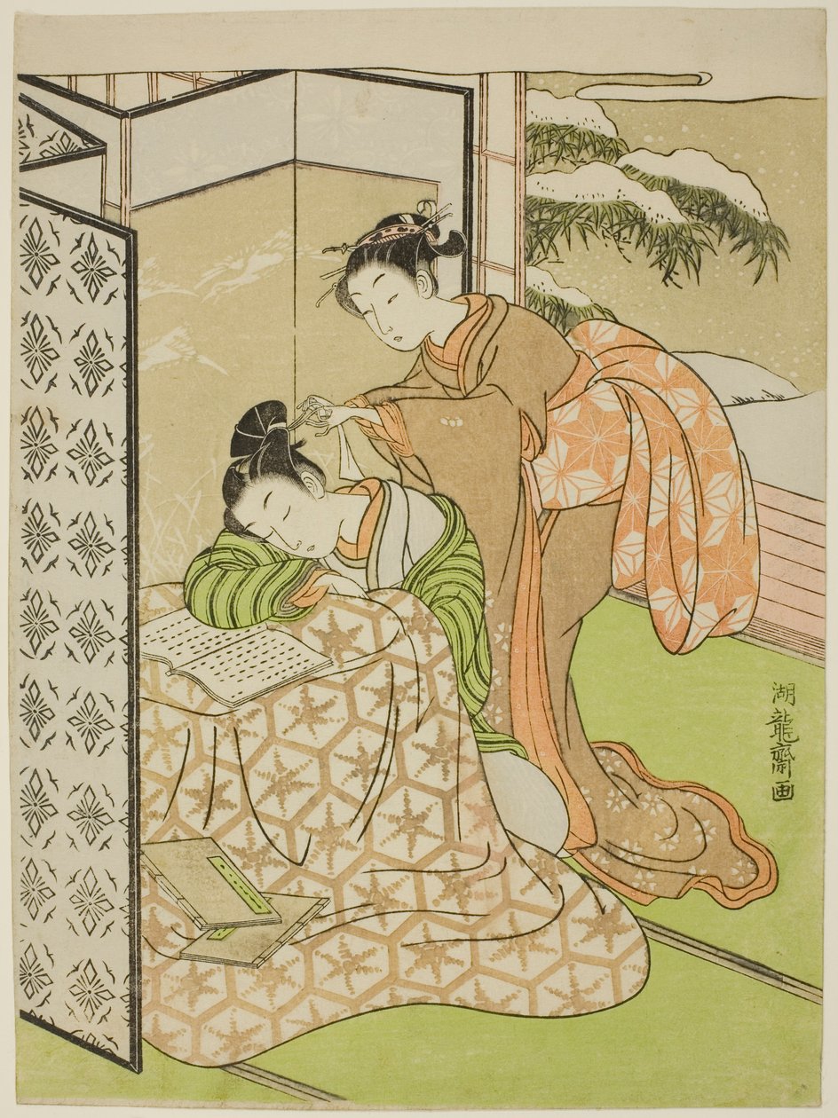 女孩戏弄打盹的年轻人 作者 oda田K