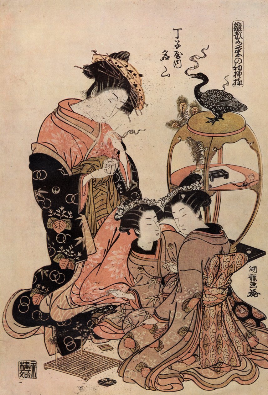 身着和服的日本歌妓在喝茶 作者 oda田K