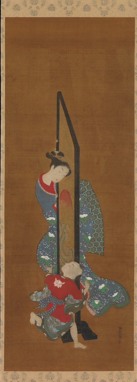 十八世纪的母亲和儿童。 作者 oda田K