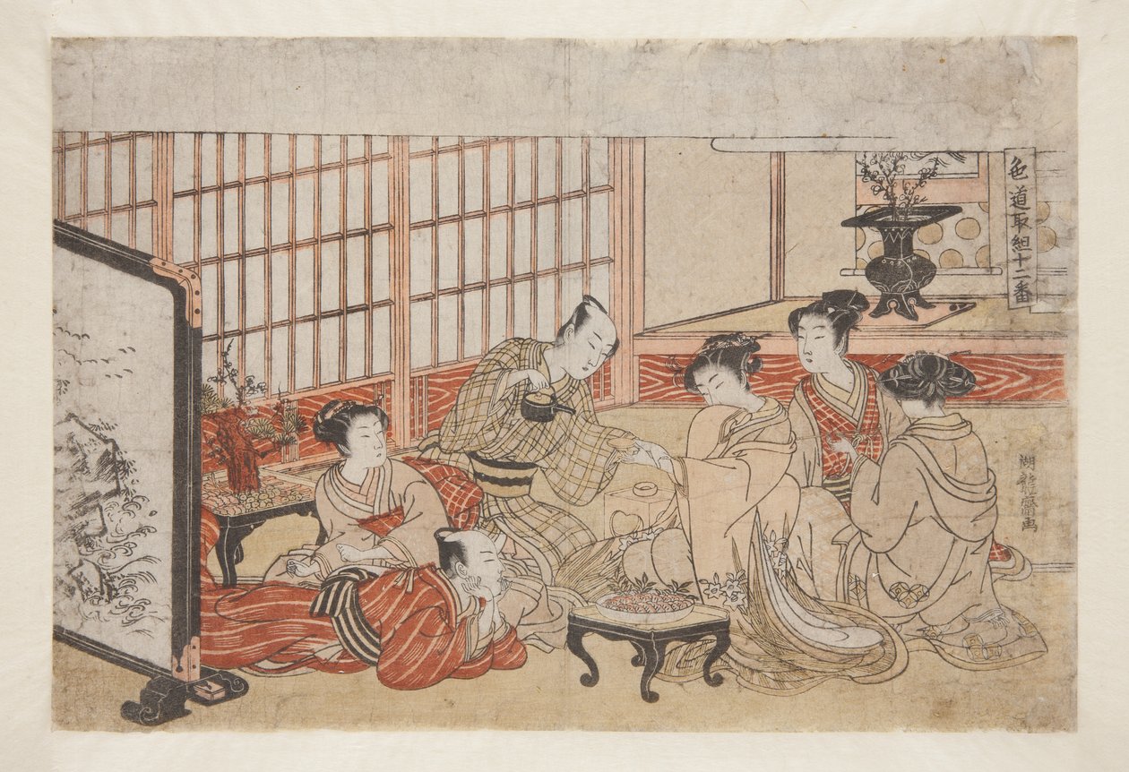 No. 1, A Party in the Yoshiwara (彩色木版画) 作者 oda田K