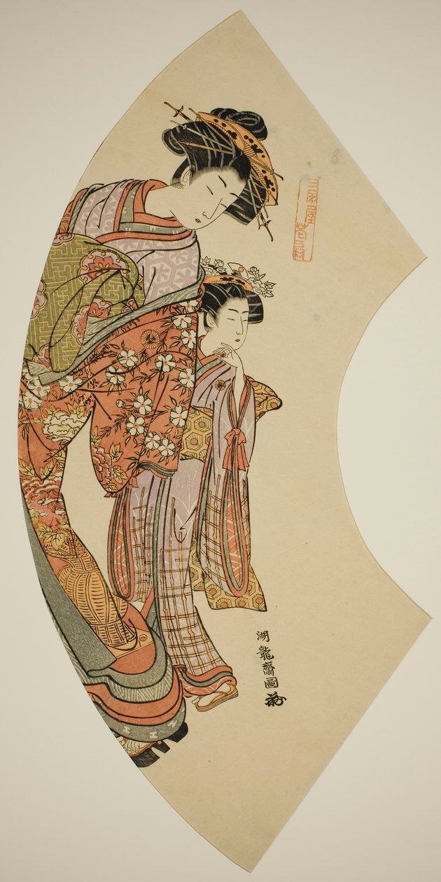 荻屋的宫女花姬和她的随从，选自 "东方迷（Azuma ogi）"系列 作者 oda田K