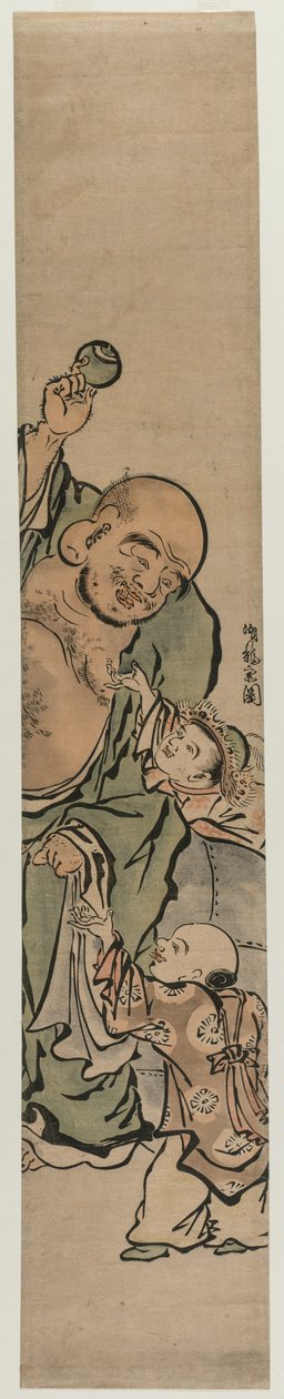 两个孩子向布袋乞讨，c。 1770年代。 作者 oda田K
