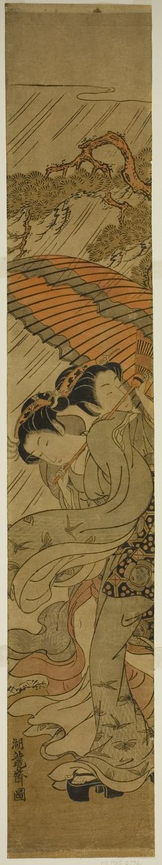 暴雨中的两名撑伞少女 作者 oda田K