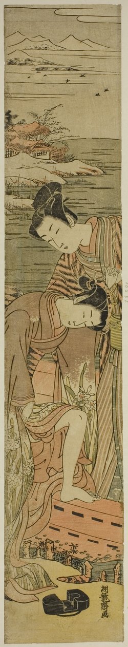 年轻女子登船时放下了她的 Geta 作者 oda田K