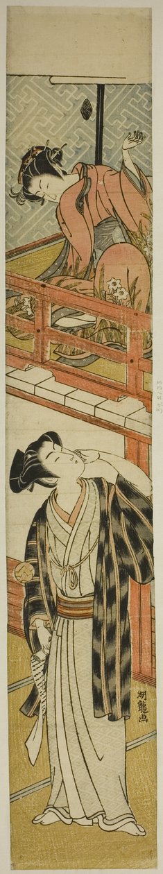 年轻女子向年轻男子扔球 作者 oda田K