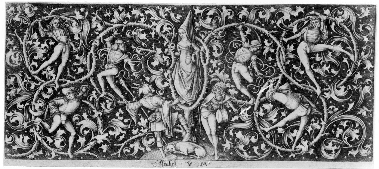 装饰与莫里斯舞者，c.1490-1500 作者 小艾希拉（Israhel van Meckenem）