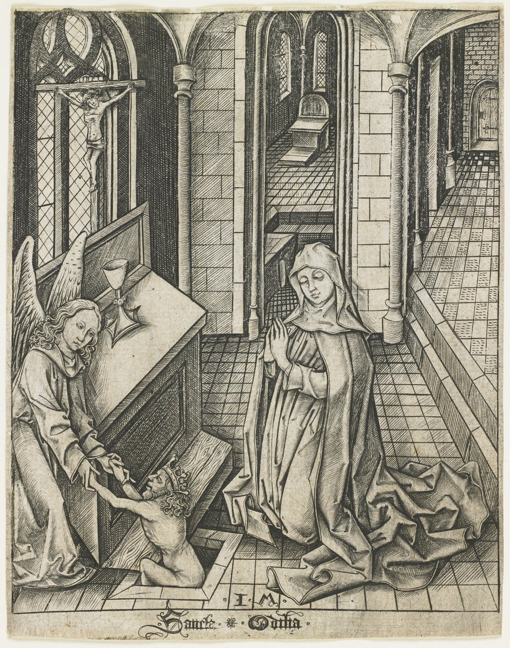 圣Ottilia，E。 1475年至1480年 作者 小艾希拉（Israhel van Meckenem）
