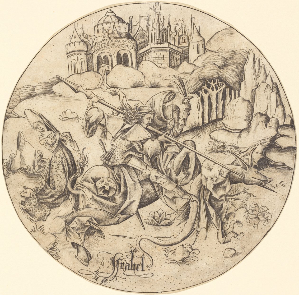 圣乔治和龙 作者 以色列·范·麦肯纳姆（Israhel van Meckenem）