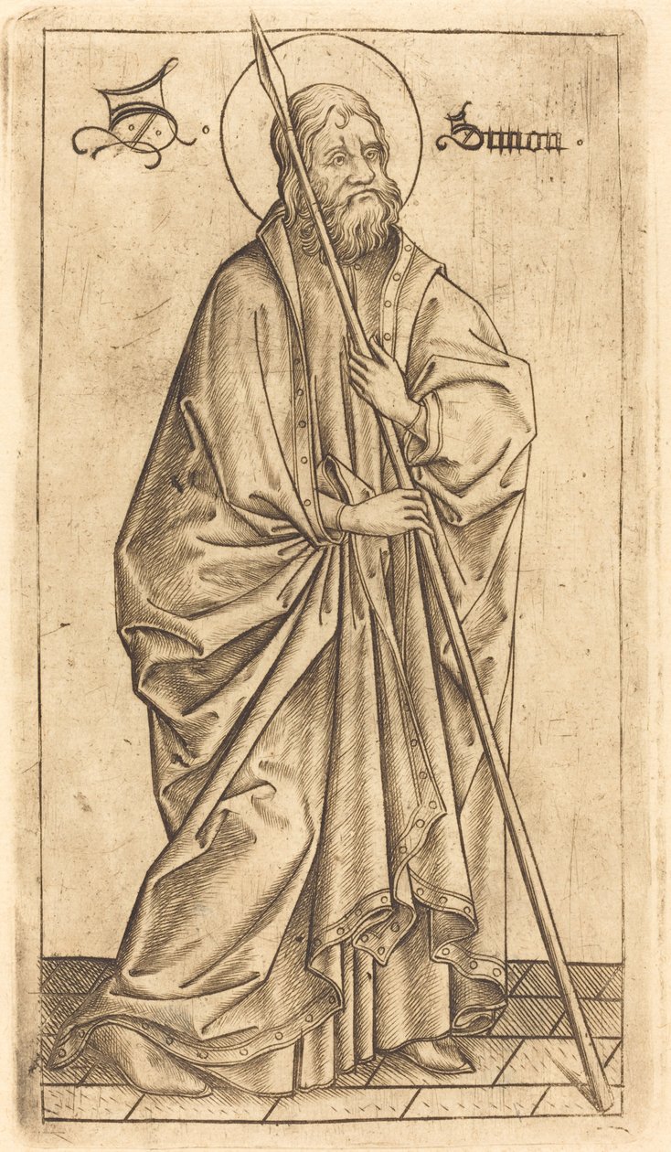 圣托马斯或圣西蒙，约147-1480。 作者 以色列·范·麦肯纳姆（Israhel van Meckenem）