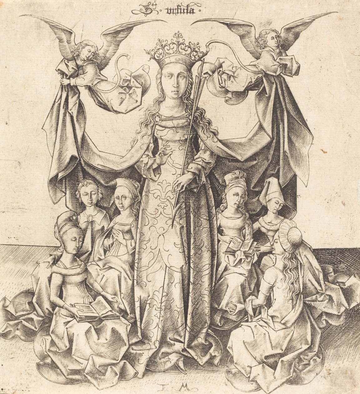 圣厄休拉和她的少女们，约1475-1480。 作者 以色列·范·麦肯纳姆（Israhel van Meckenem）