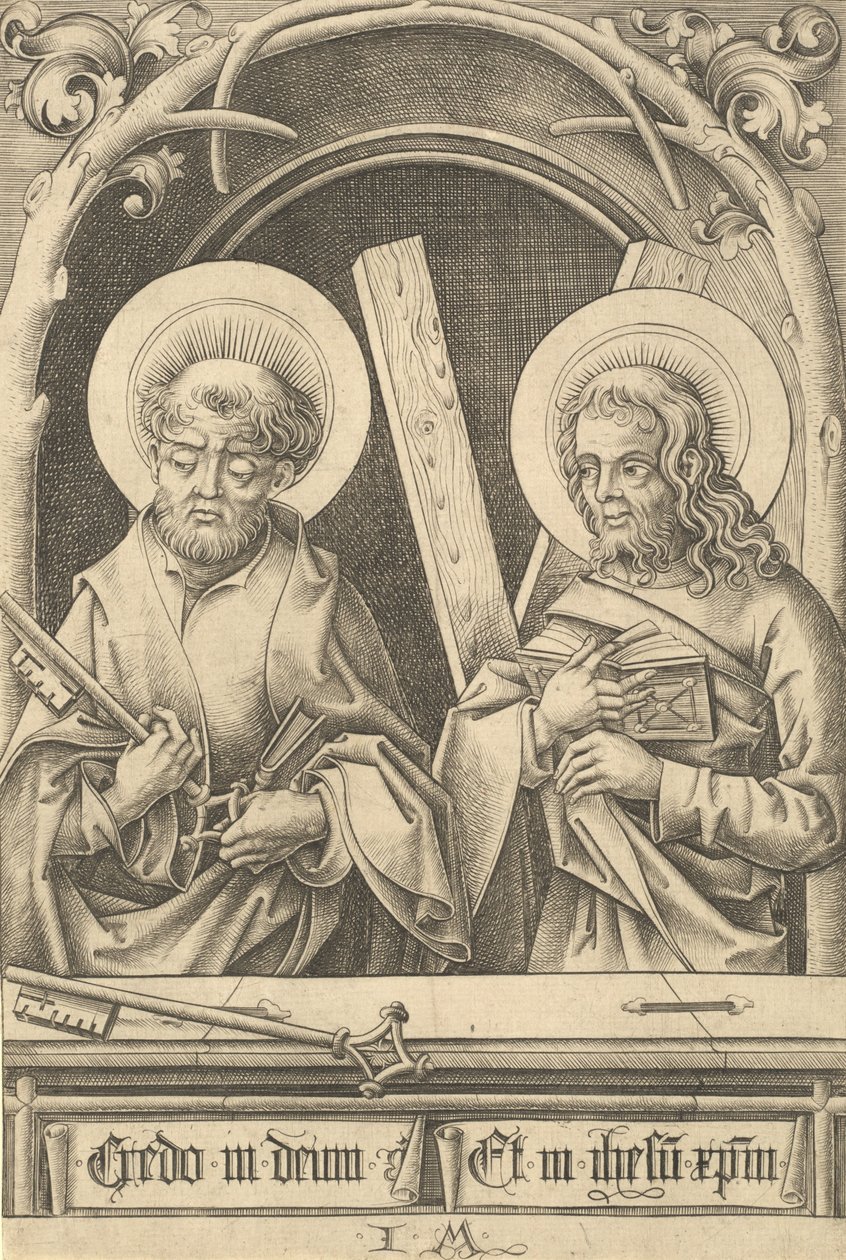 圣徒彼得和安德鲁，约1480-1485。 作者 以色列·范·麦肯纳姆（Israhel van Meckenem）