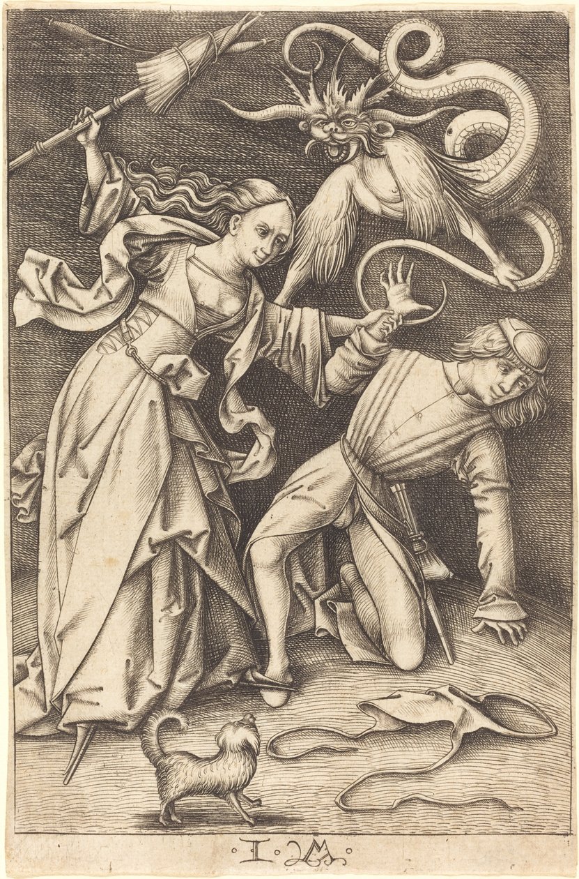 愤怒的妻子》，约14951503。 作者 以色列·范·麦肯纳姆（Israhel van Meckenem）