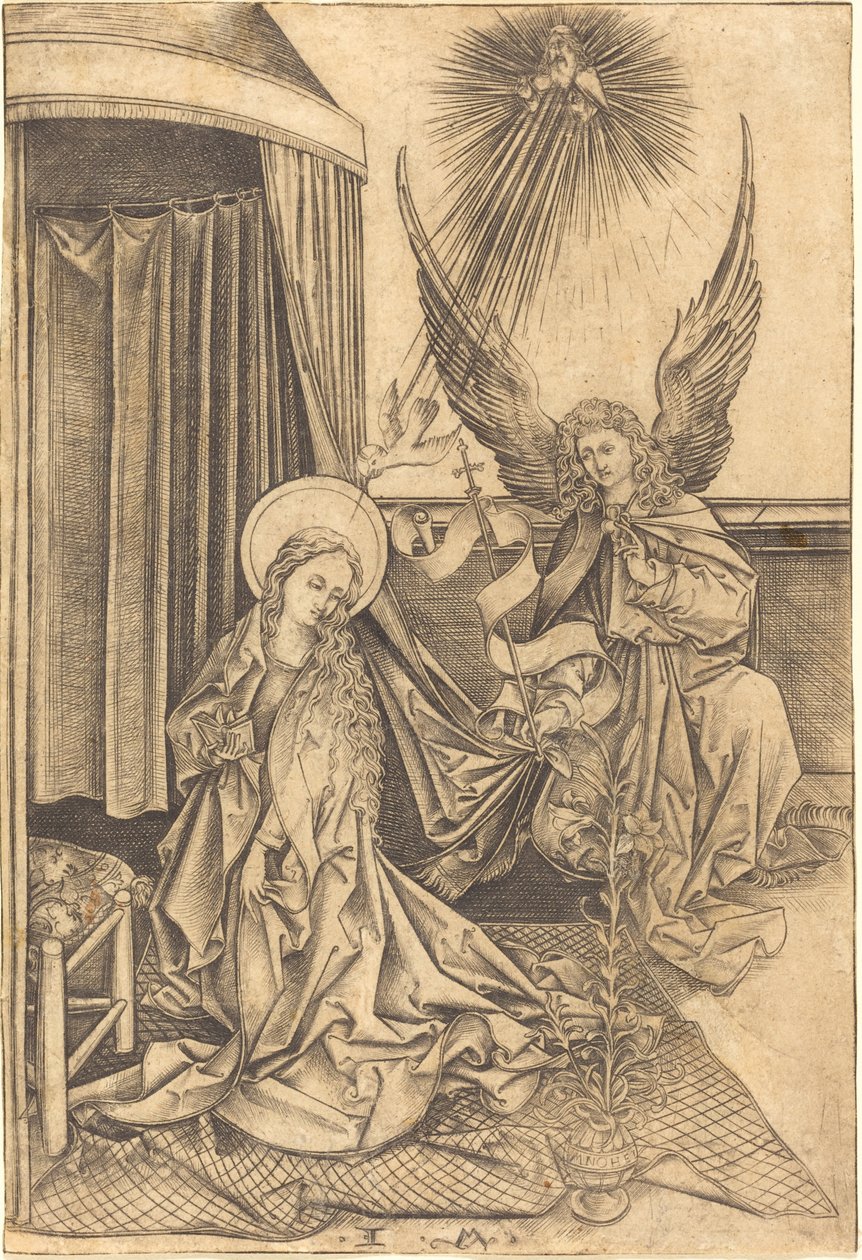天使报喜》，约1480-1490。 作者 以色列·范·麦肯纳姆（Israhel van Meckenem）