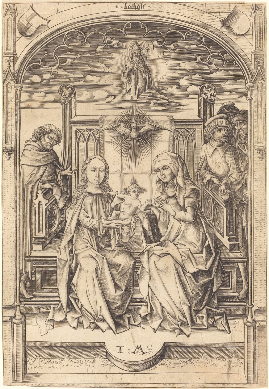 圣家族，约1475-1480。 作者 以色列·范·麦肯纳姆（Israhel van Meckenem）