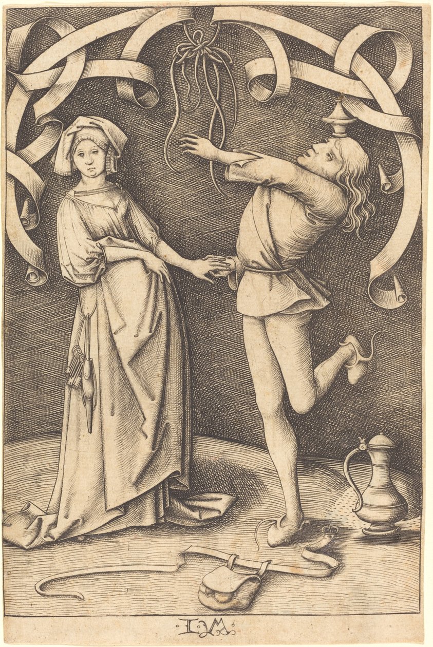 杂耍者和女人 作者 以色列·范·麦肯纳姆（Israhel van Meckenem）