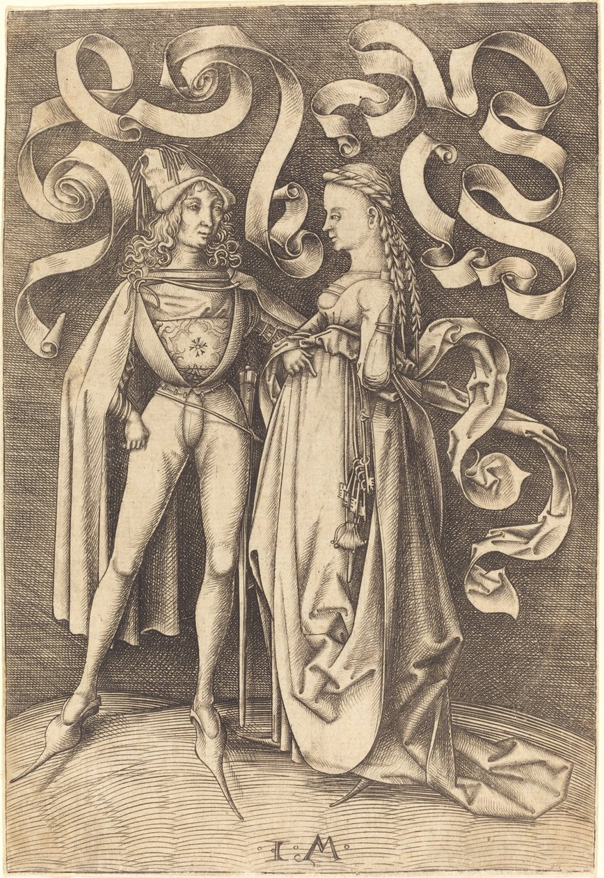 骑士和夫人》，约1495-1503。 作者 以色列·范·麦肯纳姆（Israhel van Meckenem）
