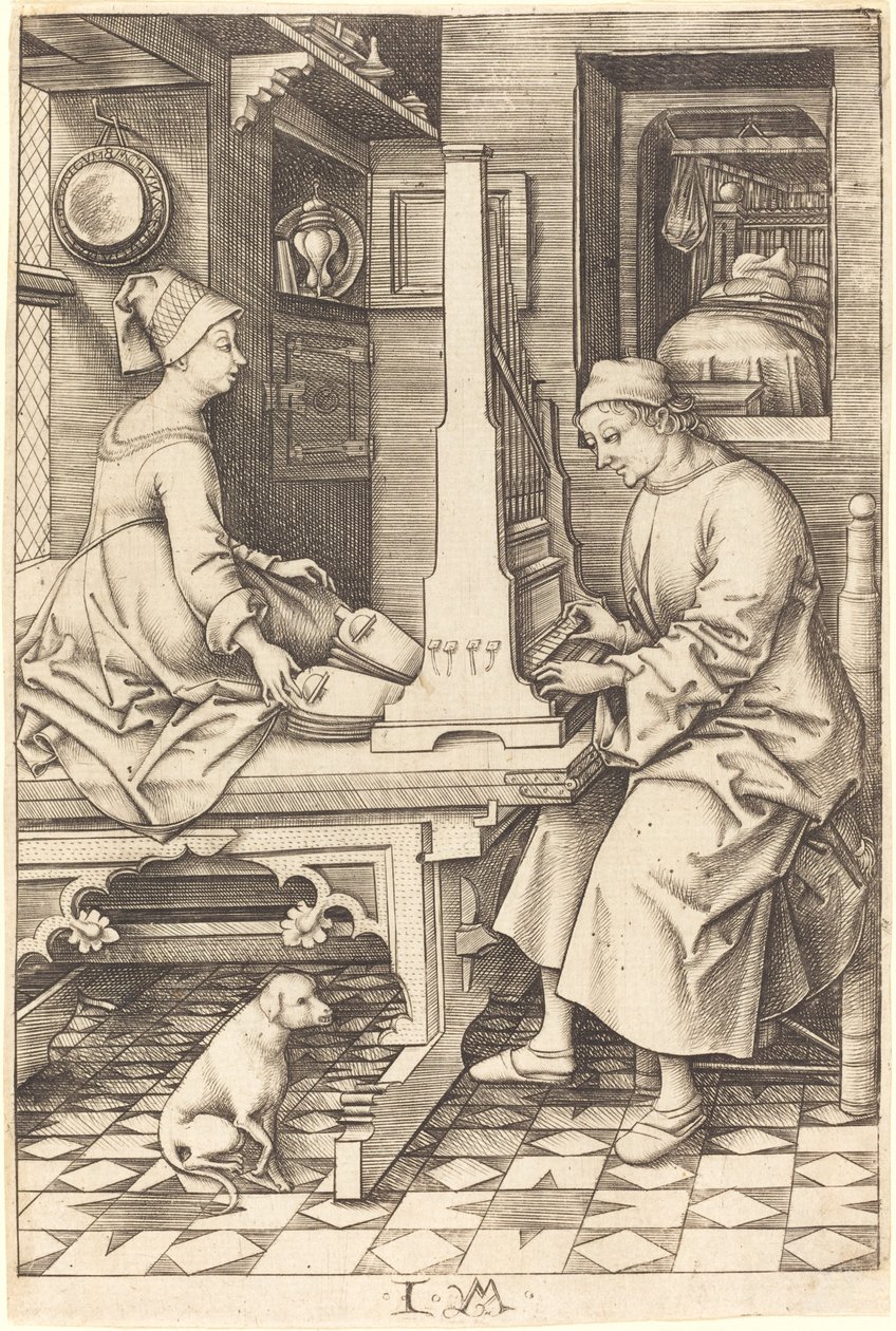 风琴师和他的妻子，约1495-1503。 作者 以色列·范·麦肯纳姆（Israhel van Meckenem）