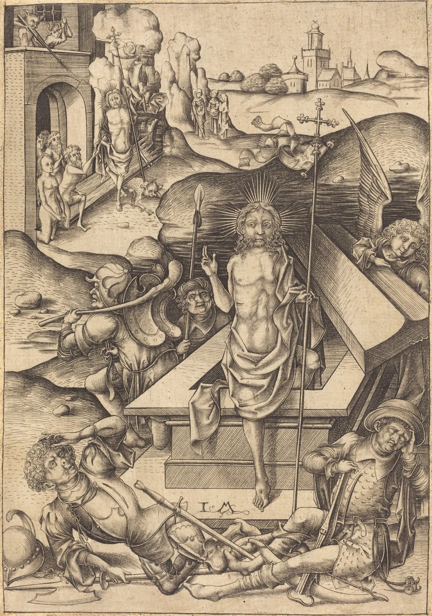 复活》，约1480年。 作者 以色列·范·麦肯纳姆（Israhel van Meckenem）