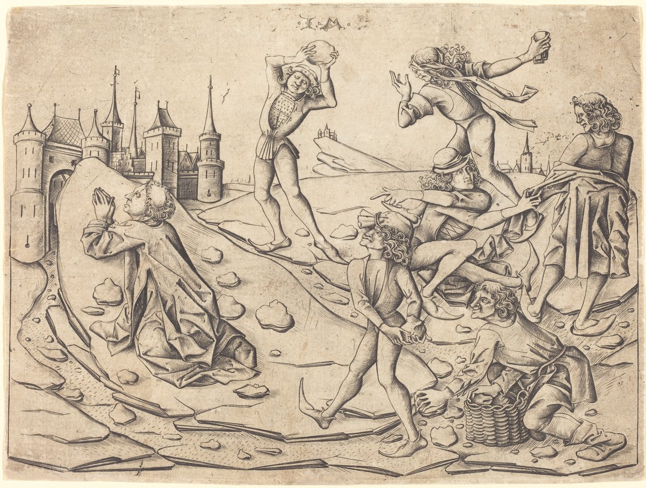 圣司提反被投掷石块 作者 以色列·范·麦肯纳姆（Israhel van Meckenem）