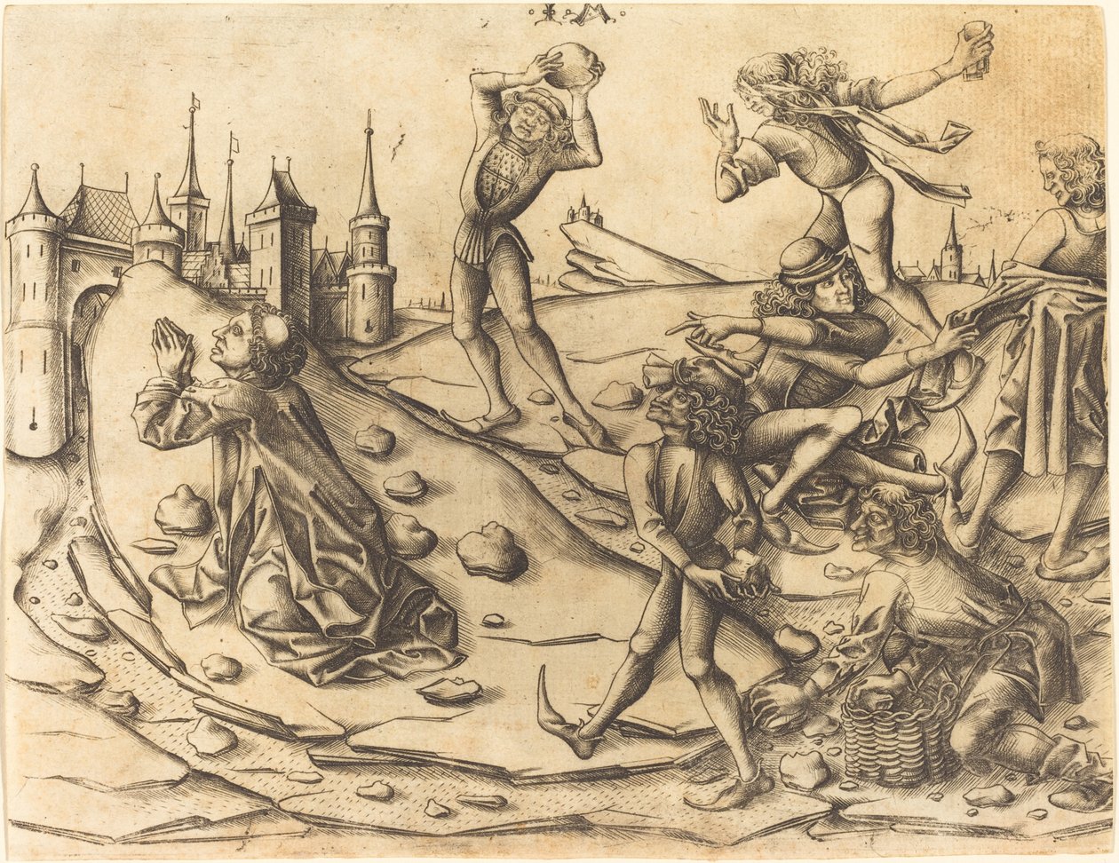 圣-斯蒂芬的石刑》，约1470年。 作者 以色列·范·麦肯纳姆（Israhel van Meckenem）