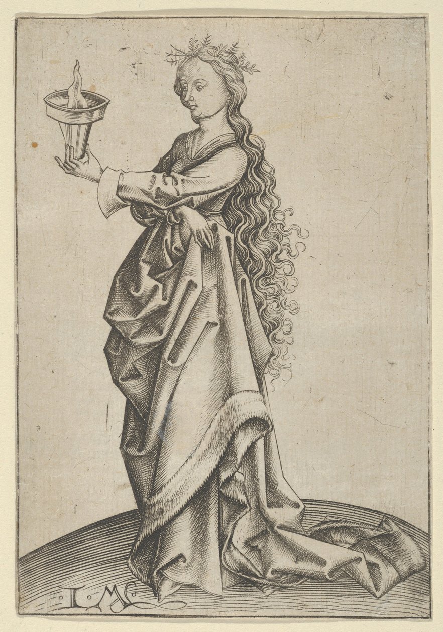 第三位聪明的圣女，约1450-1503年。 作者 以色列·范·麦肯纳姆（Israhel van Meckenem）