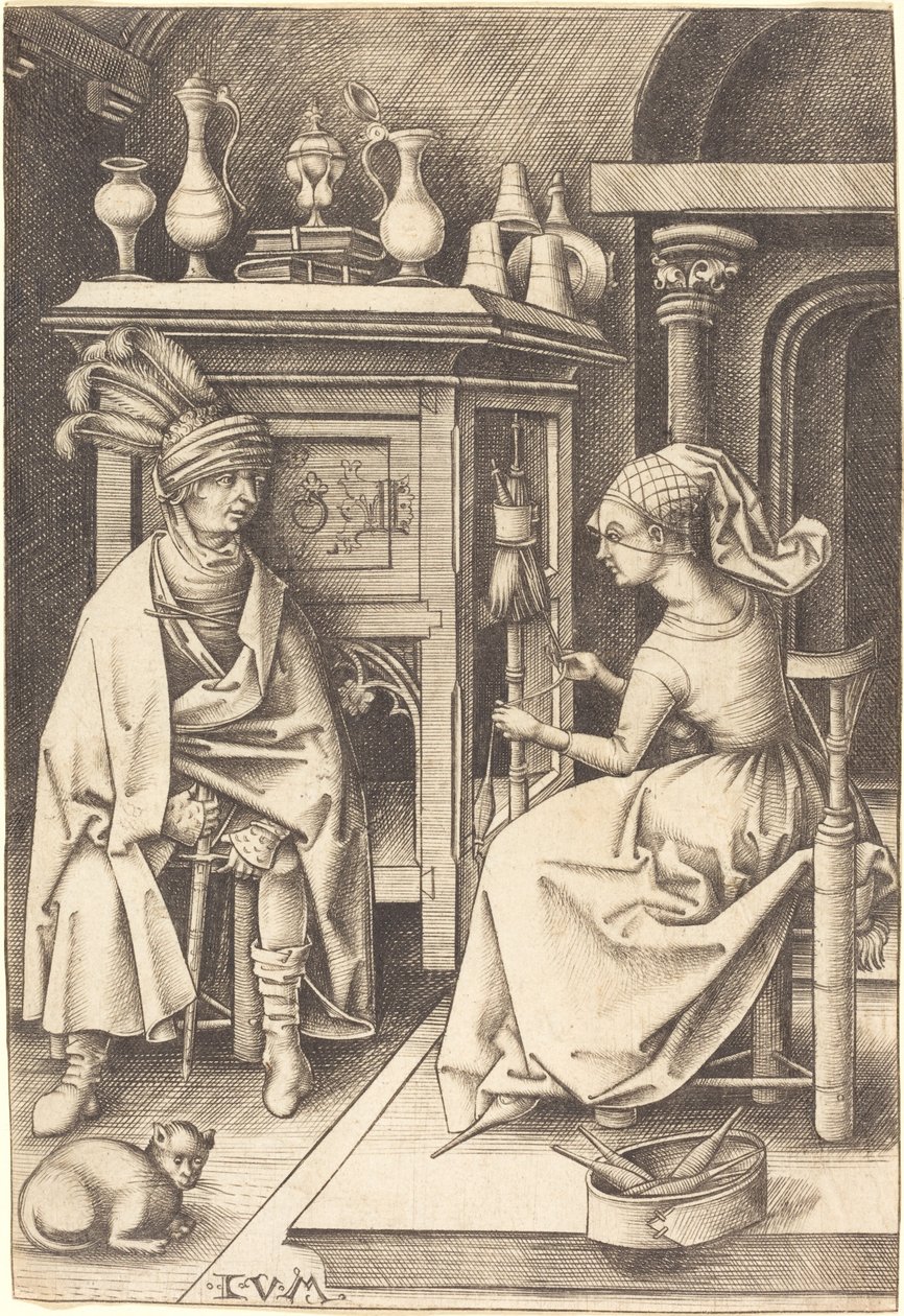访问纺纱厂，约14951503。 作者 以色列·范·麦肯纳姆（Israhel van Meckenem）