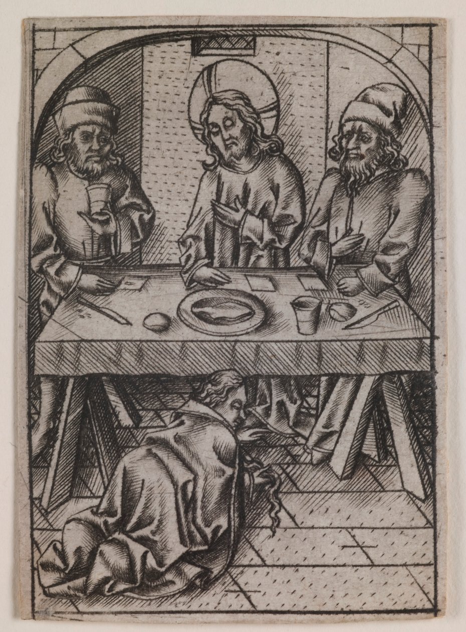 抹大拉的马利亚为基督洗脚 作者 小艾希拉（Israhel van Meckenem）