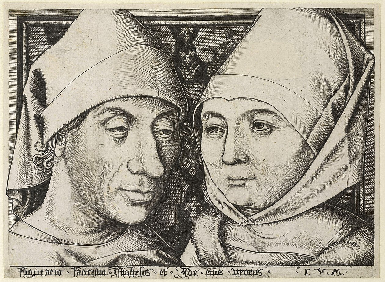 与妻子Ida的自画像c。 1490 作者 小艾希拉（Israhel van Meckenem）