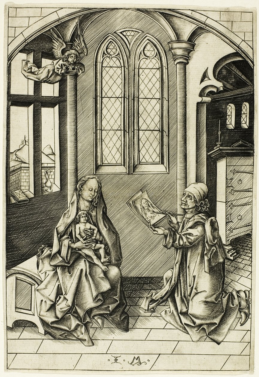 圣路加描绘圣母像 作者 小艾希拉（Israhel van Meckenem）
