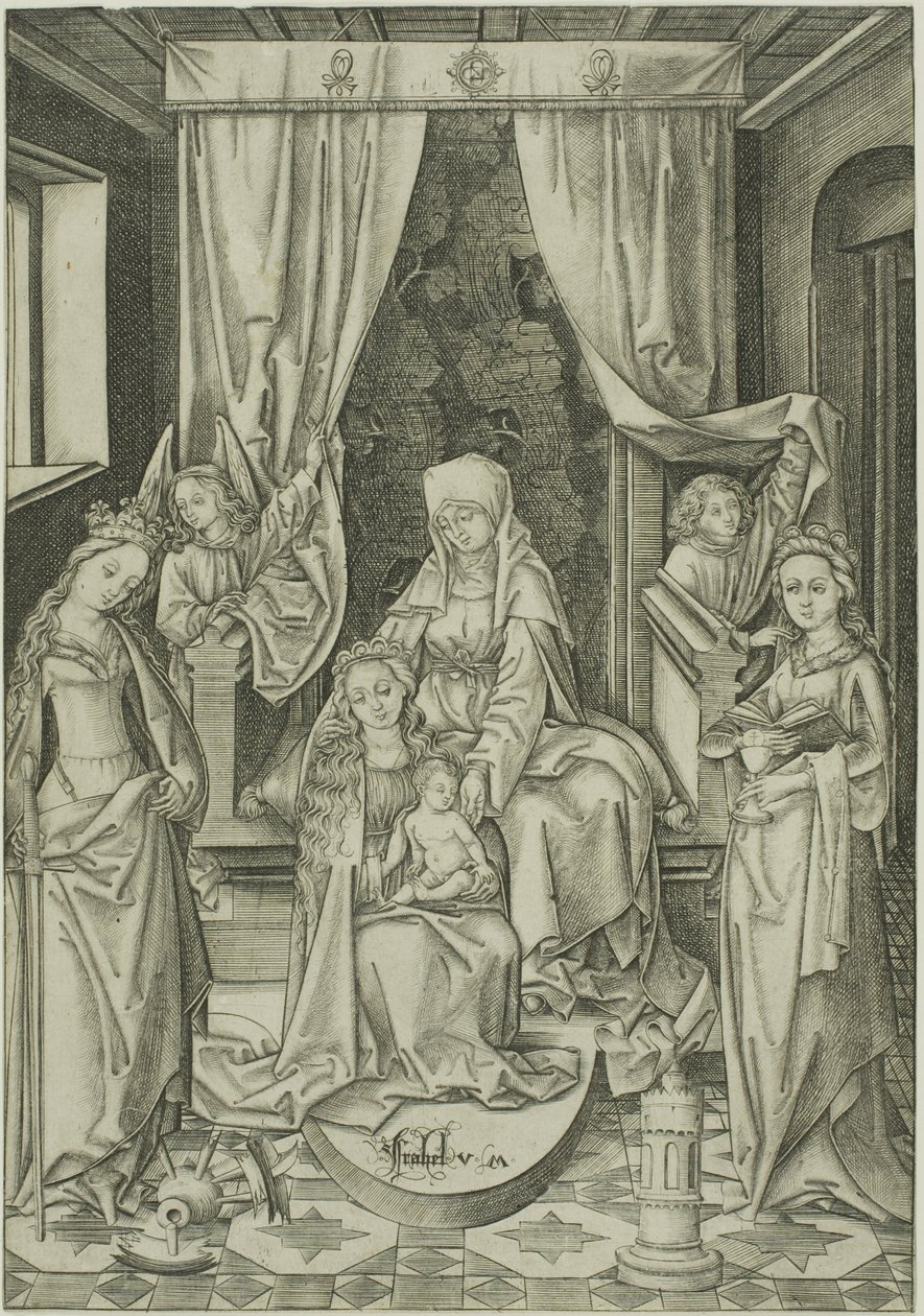圣母与圣安妮、圣凯瑟琳和圣芭芭拉 作者 小艾希拉（Israhel van Meckenem）