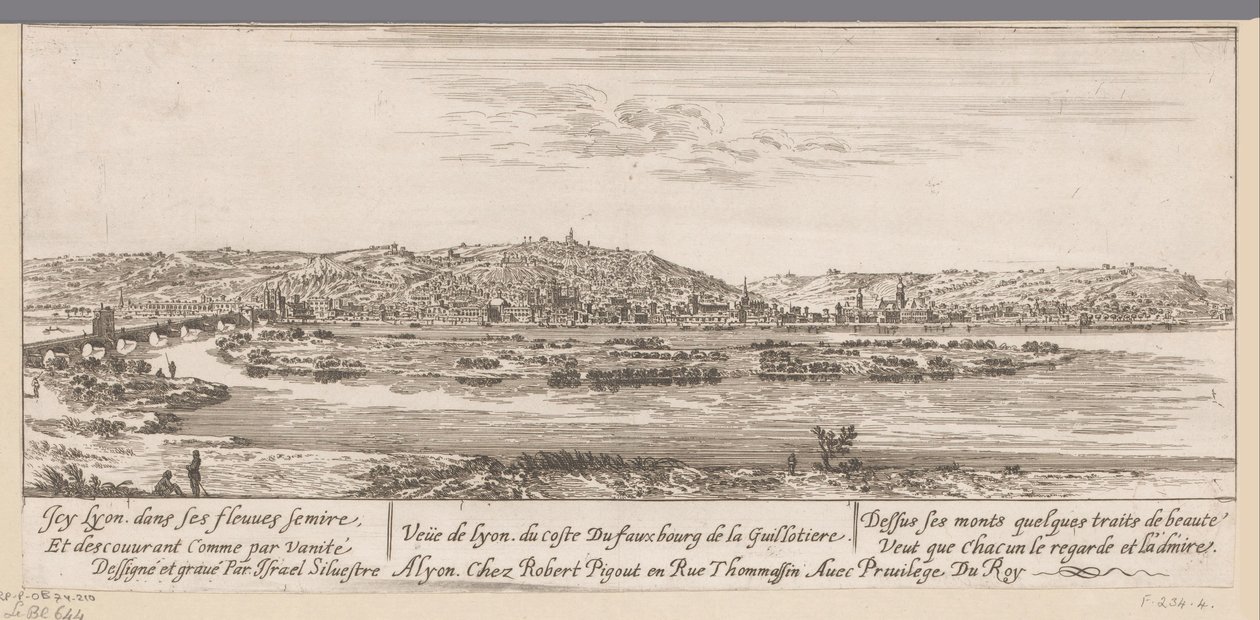 里昂与吉洛提耶尔郊区的景观
Veue de Lyon du coste Du fauxbourg de la Guillotiere（标题见实物） 作者 以色列·西尔维斯特（IsraëlSilvestre）