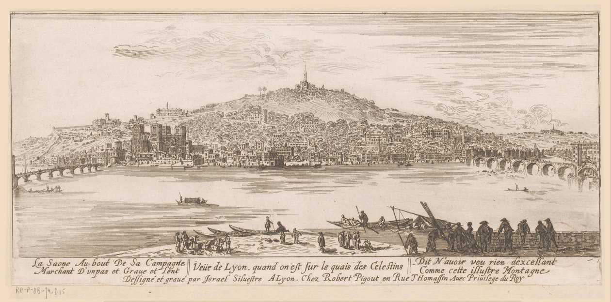 从塞莱斯廷修道院附近的河岸眺望里昂
Veue de Lyon quand on est sur les quais des Celestins（标题见实物） 作者 以色列·西尔维斯特（IsraëlSilvestre）
