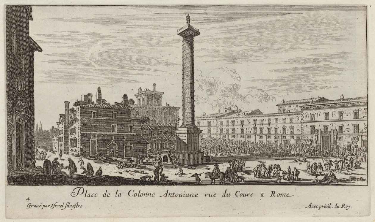 Place de la Colonne Antoniane ruë du Cours a Rome 作者 以色列·西尔维斯特（IsraëlSilvestre）