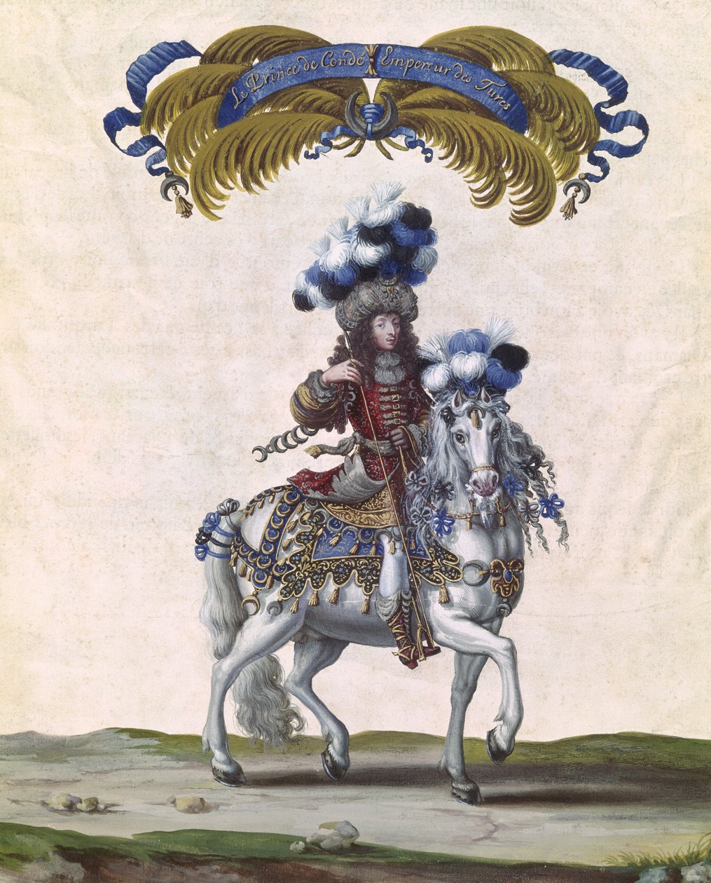 作为土耳其皇帝的孔德王子，1662年6月5日路易十四（1638-1715）在杜乐丽花园前面的旋转木马的一部分 作者 小以色列人西尔维斯特