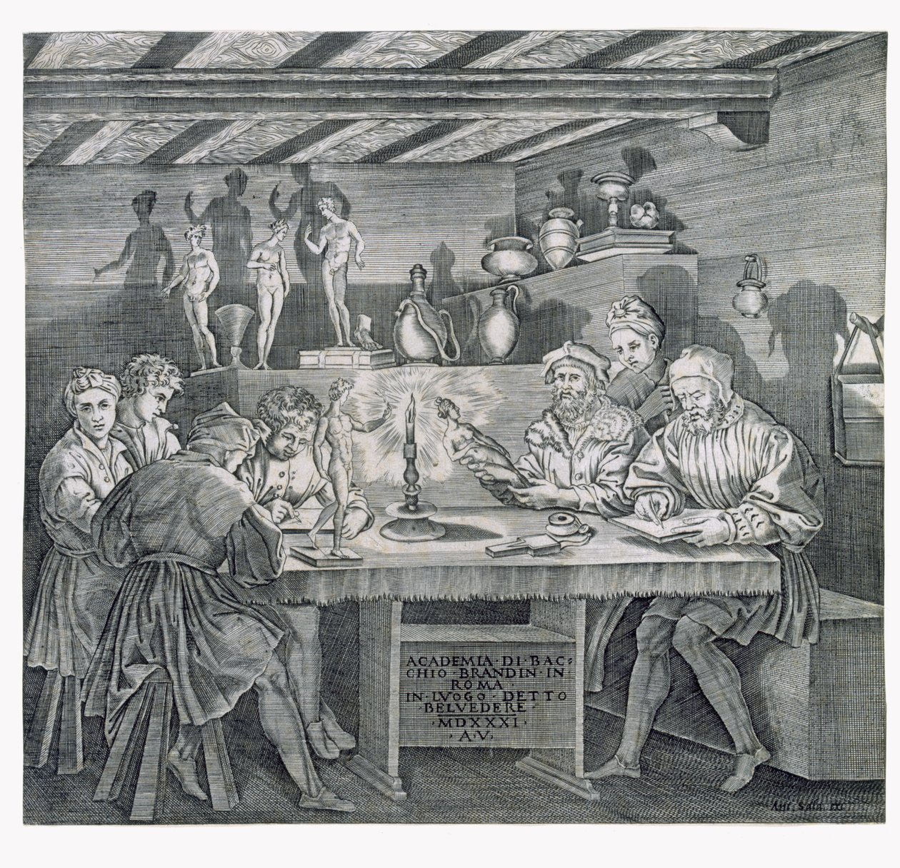 1531年在罗马Belvedere的Baccio Bandinelli学院 作者 意大利学校