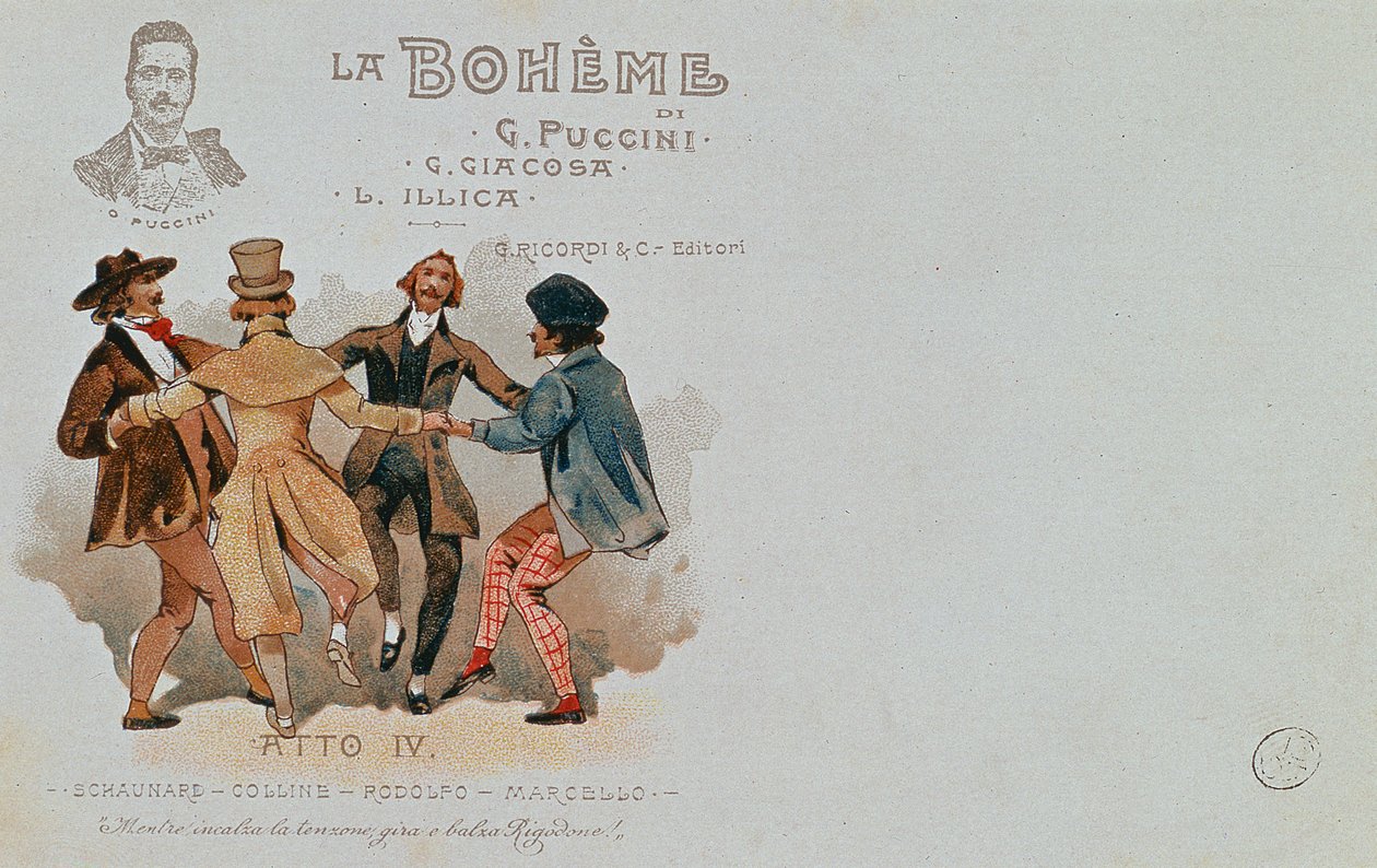 歌剧“La Boheme”的纪念明信片，作者：Giacomo Puccini（1858-1924） 作者 意大利学校