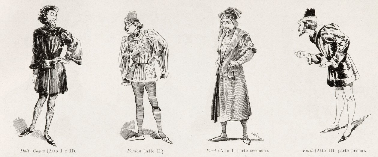 威尔第歌剧“福斯塔夫”的演出，来自意大利LIllustrazionea，XX，N，8，1893年2月19日 作者 意大利学校