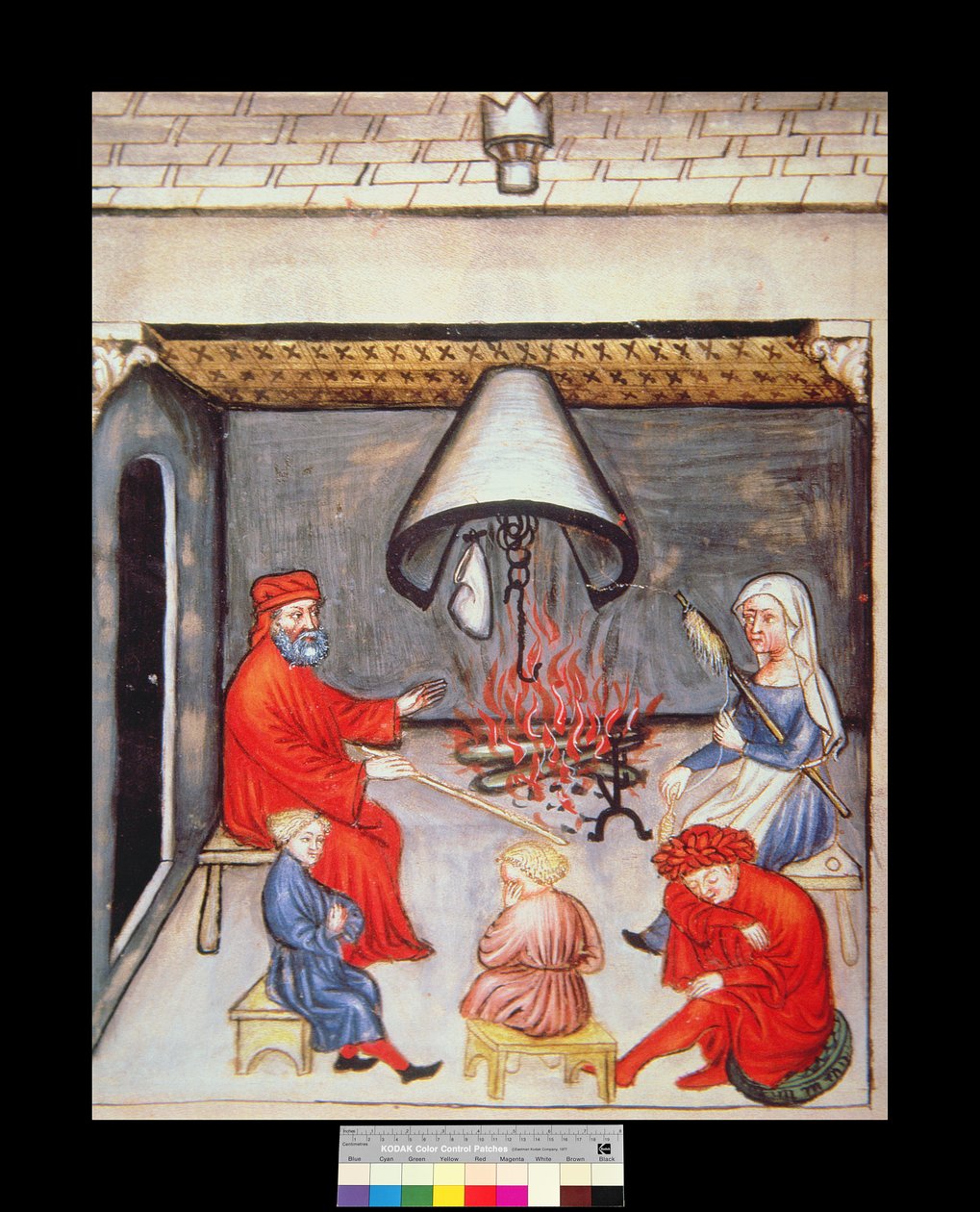 Fol.100v火灾前的对话，来自Tacuinum Santiatis Codex Vindobonensis的插图 作者 意大利学校