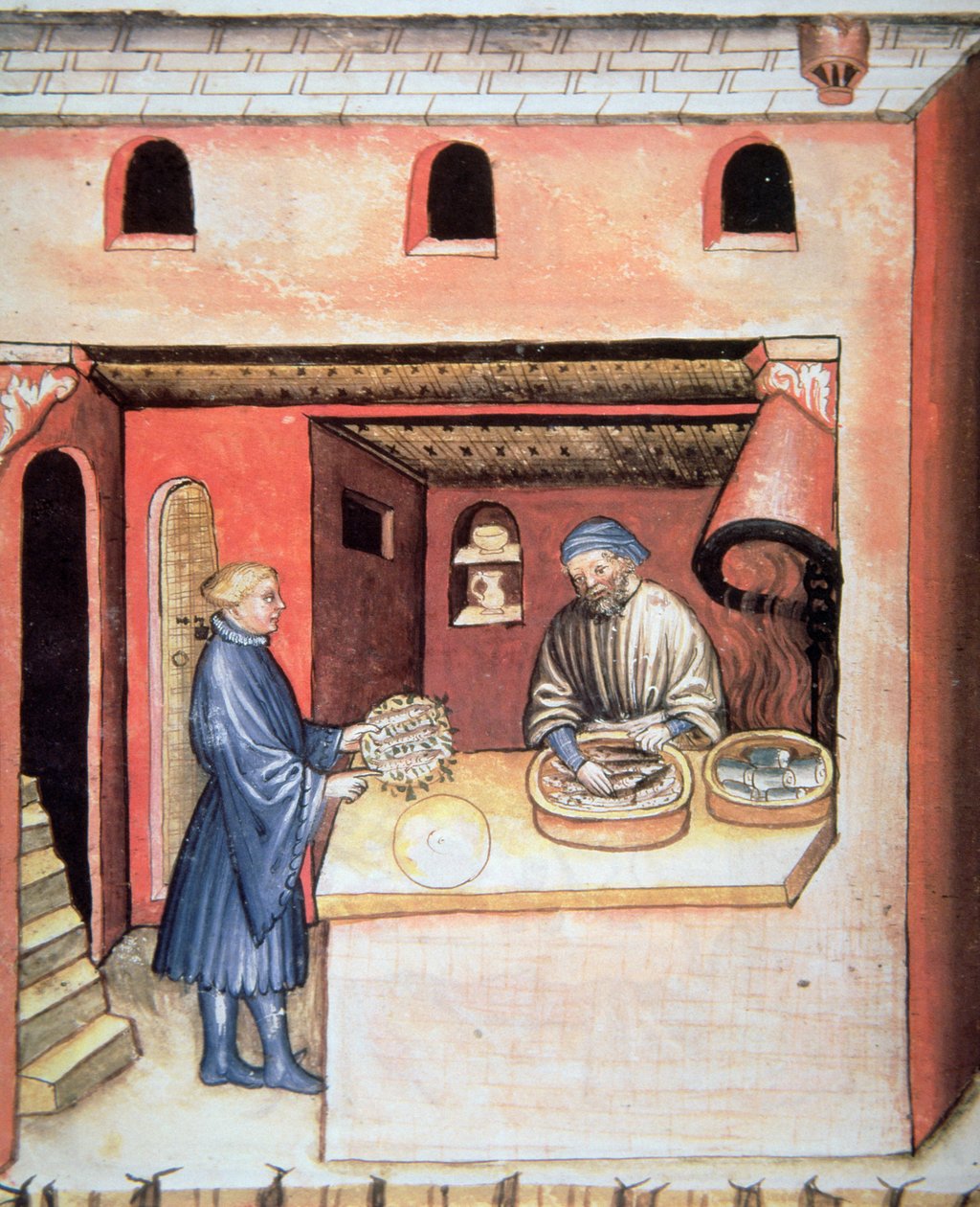 Fol.83v鱼在醋中腌制，插图来自Tacuinum Santiatis Codex Vindobonensis 作者 意大利学校