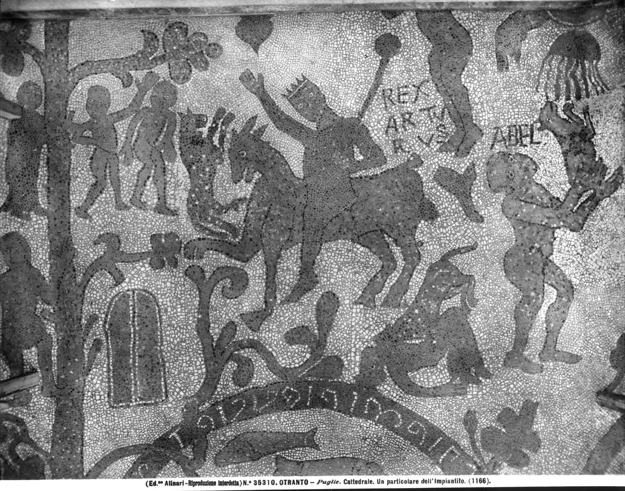 路面描绘亚瑟王，1166（马赛克） 作者 意大利学校