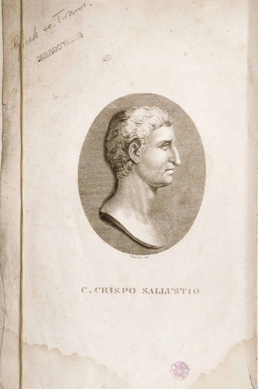 Gaius Crispus Sallust（公元前85-35）的肖像由Antonio Verico雕刻（1819年） 作者 意大利学校