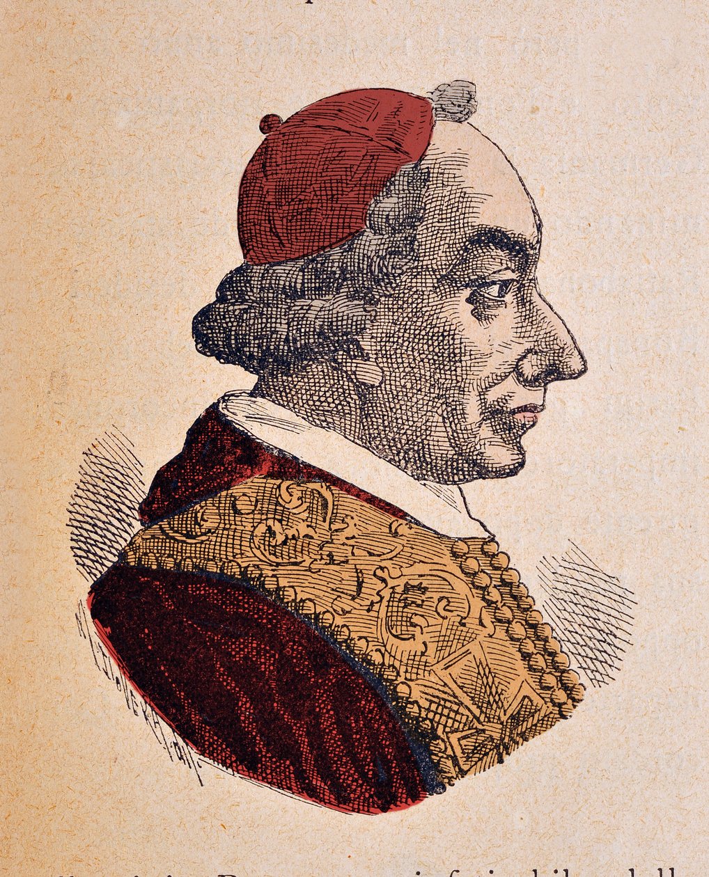 教皇Pie VI（Pius或Pio或Giovanni angelo Braschi）（1775-1799），1898年的肖像（后期着色雕刻） 作者 意大利学校