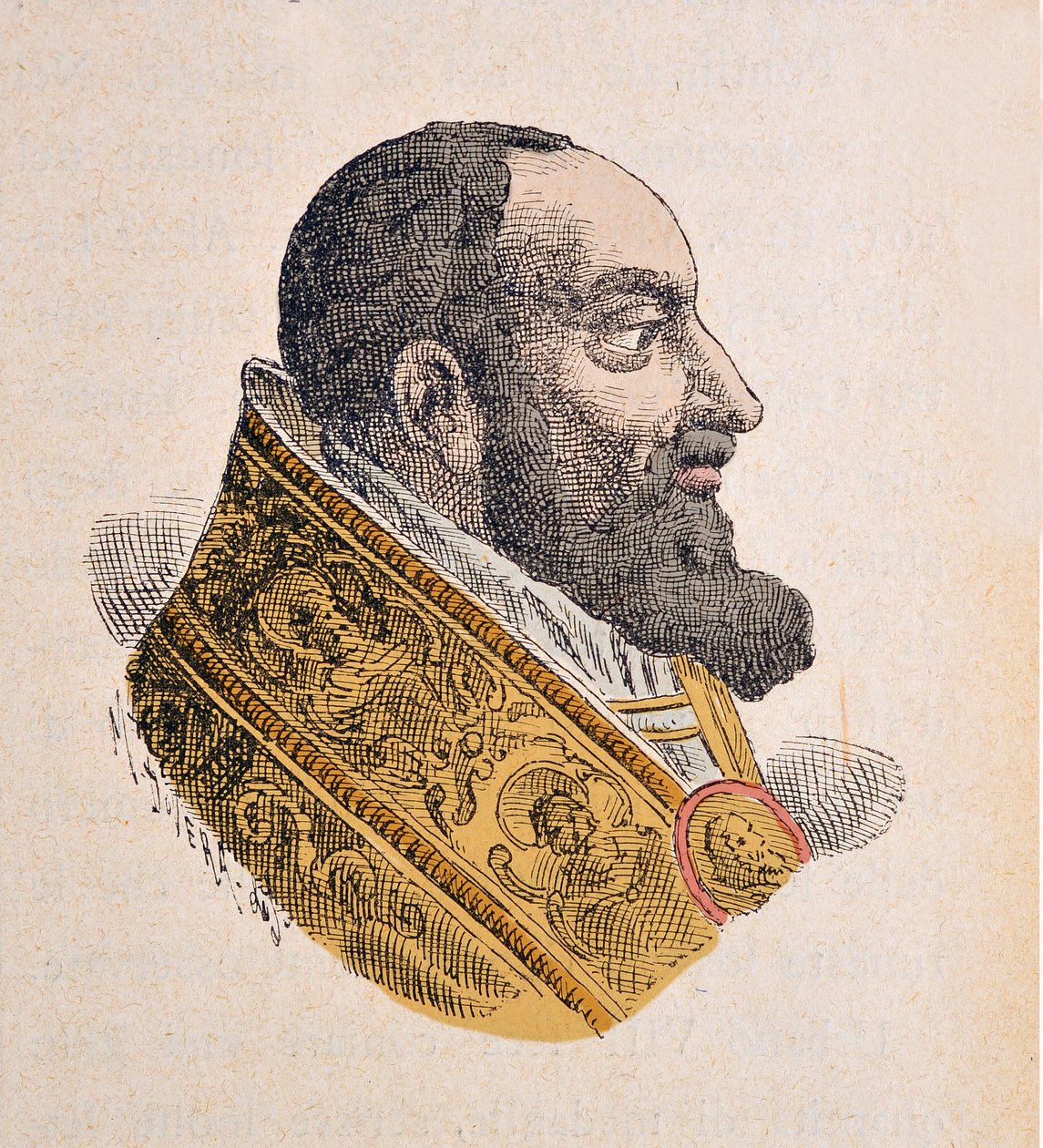 教皇Urbain VIII（Urban或Urbanus或Urbano）（1623-1644）的肖像，1898年（雕刻以后的着色） 作者 意大利学校