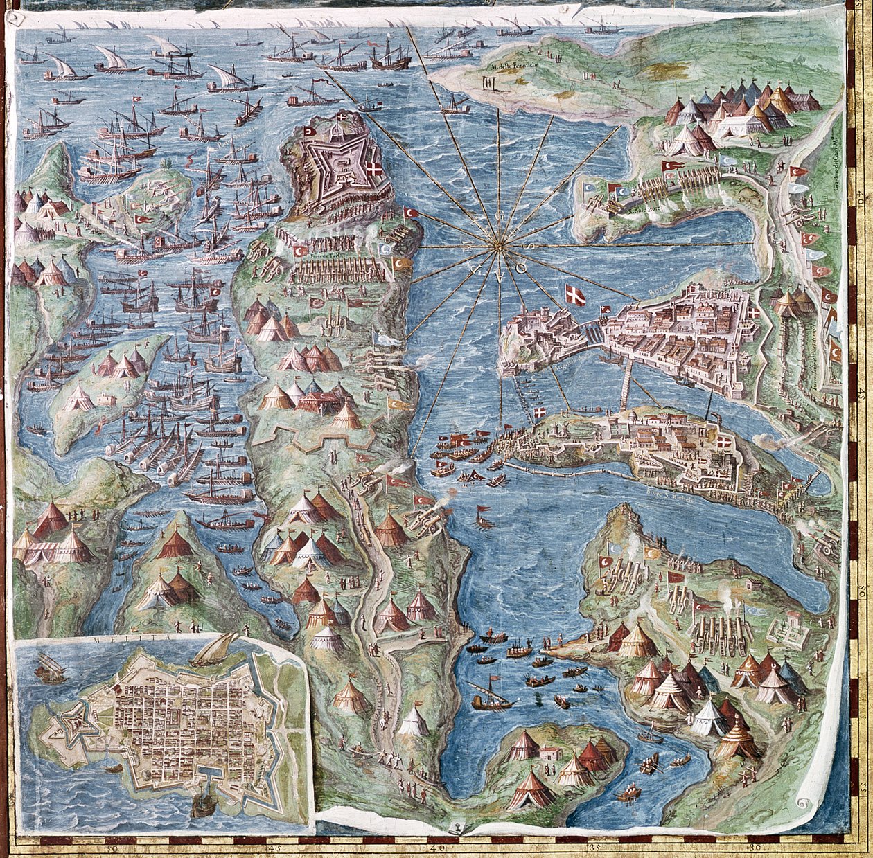 围攻马耳他，详细信息来自&39;地理地图图库&39;，1580-83（另见260199） 作者 意大利学校
