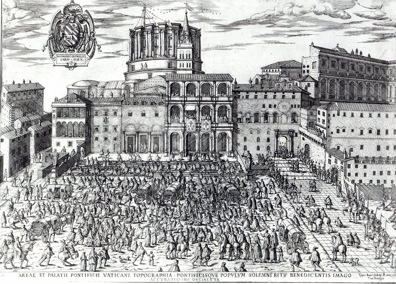 教皇庇护五世在圣彼得广场的祝福c.1567 作者 意大利学校