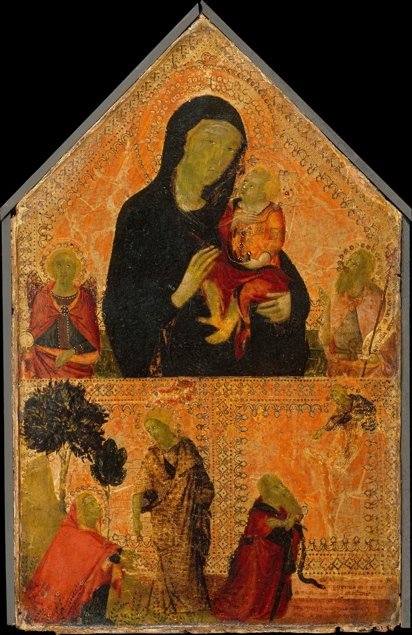 圣母与圣人米迦勒和施洗者约翰在一起，"Noli Me Tangere"... 作者 意大利语