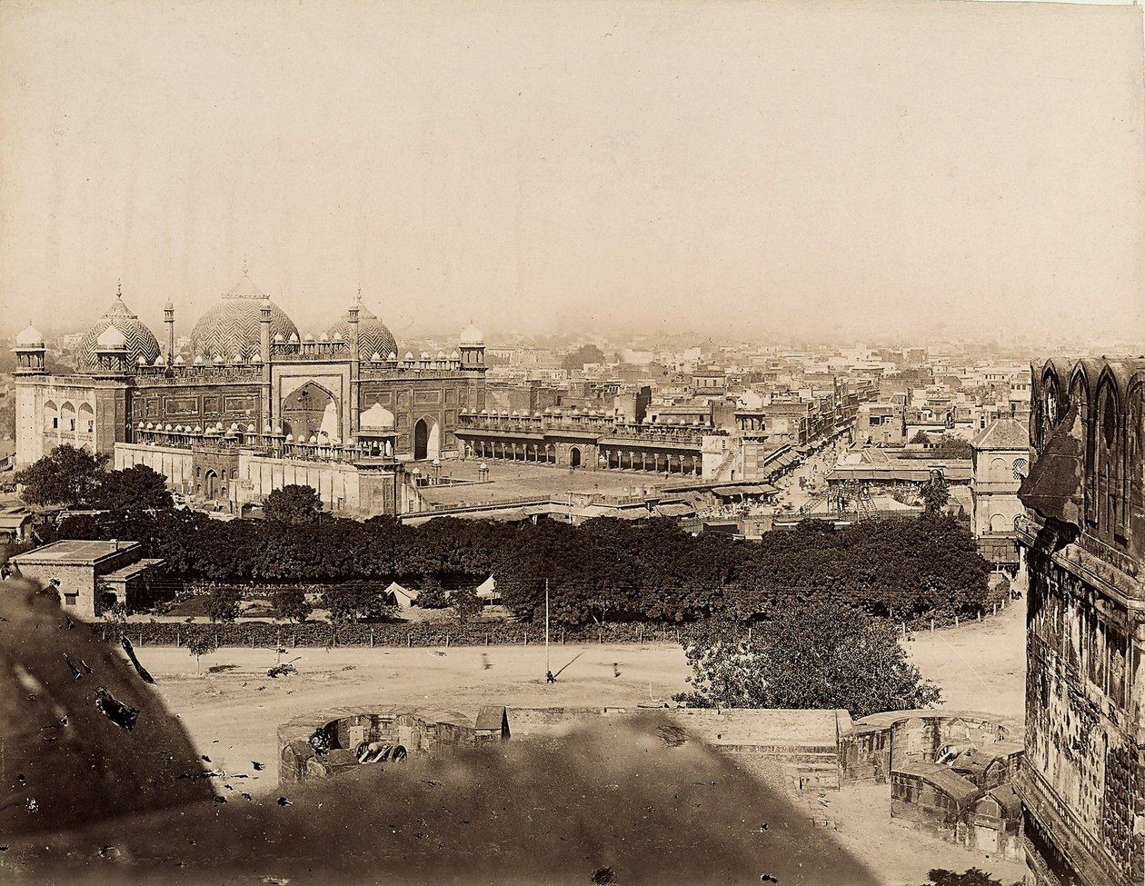 阿格拉市和莫蒂清真寺（阿格拉堡）景观，约 1890 年（银色明胶印刷） 作者 意大利摄影师